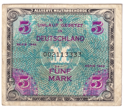 Germany 1944 5 Mark Note, EF 