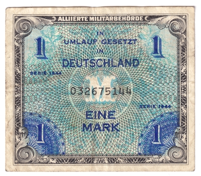 Germany 1944 1 Mark Note, Pick #192a, VF-EF 