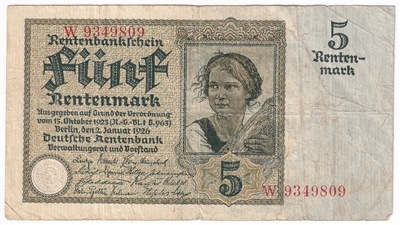 Germany 1960 5 Rentenmark Note, Pick #18, EF 