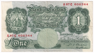 Great Britain 1950 1 Pound Note, BE54e, VF-EF 