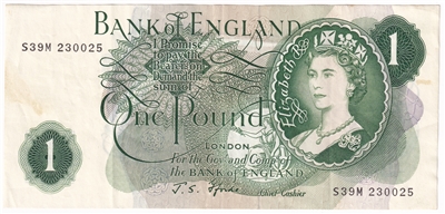 Great Britain 1967 1 Pound Note, BE73d, VF-EF 