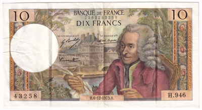 France 1973 10 Francs Note, Pick #147d, VF-EF 