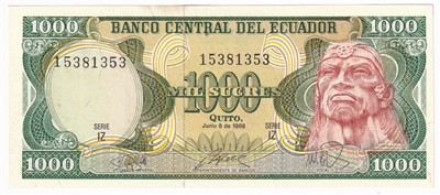 Ecuador 1988 1,000 Sucres Note, Pick #125b, UNC 