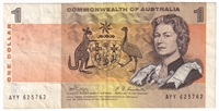 Australia 1969 1 Dollar Note, Pick #37c, VF