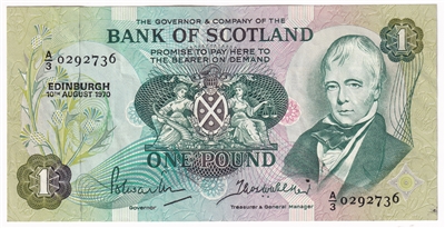 Scotland 1970 1 Pound Note, SC109a, EF 