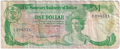 Belize 1980 1 Dollar Note, Pick #38a, VF 