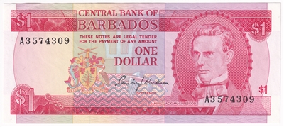 Barbados 1973 1 Dollar Note, Pick #29a, AU