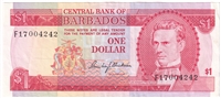 Barbados 1973 1 Dollar Note, Pick #29a, VF-EF