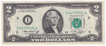 USA 1976 $2 Note, FR #1935I, Neff-Simon, Minneapolis, CUNC