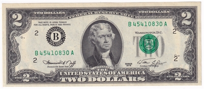 USA 1976 $2 Note, FR #1935B, Neff-Simon, New York, CUNC