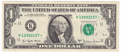 USA * 1977A $1 Note, FR #1910K, Dallas Star, AU