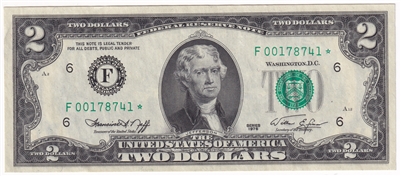 USA * 1976 $2 Note, FR #1935F, Atlanta Star, AU