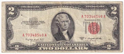USA 1953B $2 Note, FR #1511, Smith-Dillon, VF