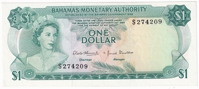 Bahamas 1968 1 Dollar Note, Pick #27a, UNC 