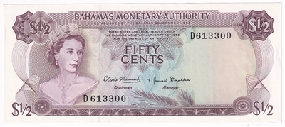 Bahamas 1968 1/2 Dollar Note, Pick #26a, UNC 