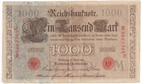 Germany 1910 1,000 Mark Note, Pick #44b, VF-EF (L) 