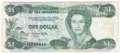 Bahamas 1984 (L.1974) 1 Dollar Note, Pick #43b Smith, VF