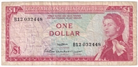 East Caribbean States 1965 1 Dollar Note, Pick #13a, Signature 2, VF 