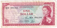 East Caribbean States 1965 1 Dollar Note, Pick #13d, Signature 5, VF 