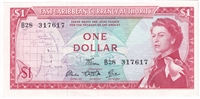 East Caribbean States 1965 1 Dollar Note, Pick #13d, Signature 5, AU 