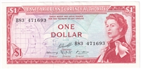 East Caribbean States 1965 1 Dollar Note, Pick #13g, Signature 10, AU-UNC