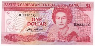 East Caribbean States 1985-88 1 Dollar Note, Pick #17g, UNC