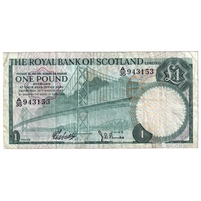 Scotland 1969 1 Pound Note, SC814a, VF