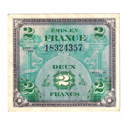 France 1944 2 Francs Note, Pick #114a, EF-AU 