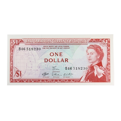 East Caribbean States 1965 1 Dollar Note, Pick #13d, Signature 7, UNC