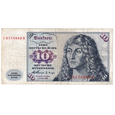 Germany 1960 10 Deutsche Mark Note, Pick #19a, F-VF 