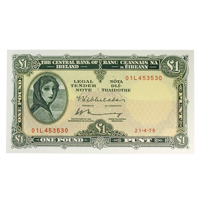 Ireland 1971-74 1 Pound Note, E086, Seriffed Date, AU-UNC