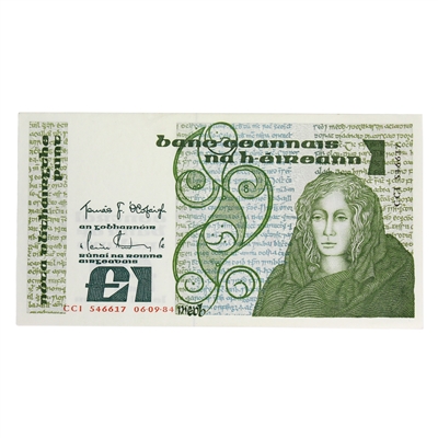 Ireland 1984 1 Pound Note, E138, UNC