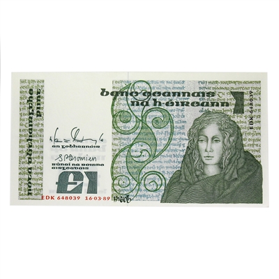 Ireland 1989 1 Pound Note, E139, UNC