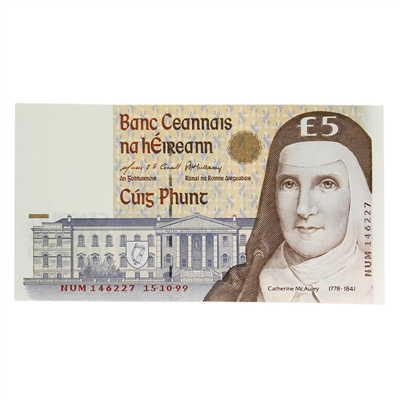 Ireland 1999 5 Pound Note, E155, UNC