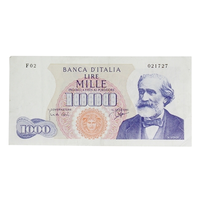 Italy 1962 1,000 Lire Note, Pick #95a, VF-EF