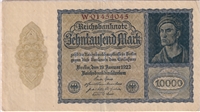 Germany 1922 10,000 Mark Note, Pick #72, VF-EF (L)