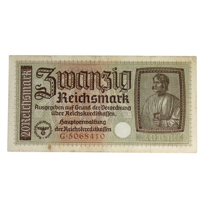 Germany 1940-45 20 Reichsmark Note, Pick #R139, F