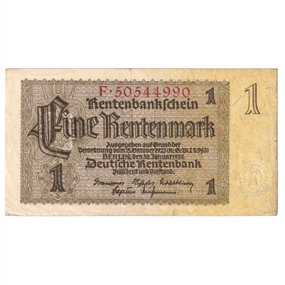 Germany 1937 1 Rentenmark Note, Pick #173b, EF 