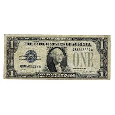 USA 1928A $1 Note, FR #1601, Woods-Mellon, Silver Certificate, VG-F