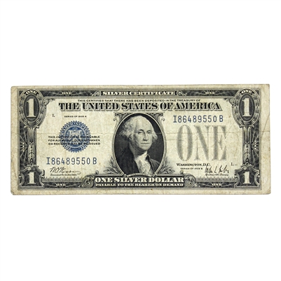 USA 1928B $1 Note, FR #1602, Woods-Mills, Silver Certificate, F