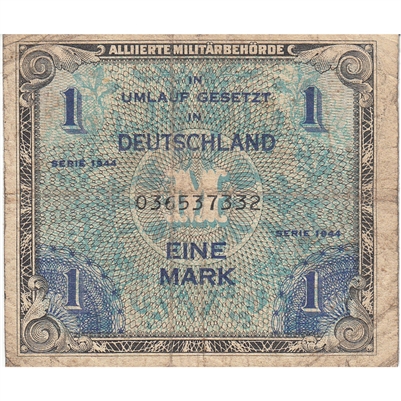 Germany 1944 1 Mark Note, 9 Digit with F, VG 