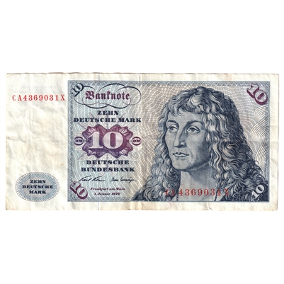 Germany 1970 10 Deutsche Mark Note, Pick #31a, VF 