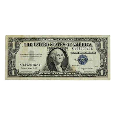 USA 1957A $1 Note, FR #1620, Smith-Dillon, Silver Certificate, VF