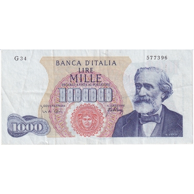 Italy Note 1965 1000 Lire, VF-EF