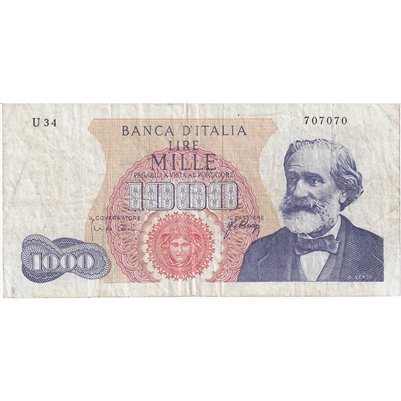 Italy Note 1965 1000 Lire, VF