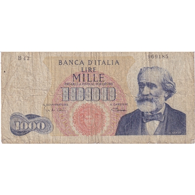 Italy Note 1968 1000 Lire, VG