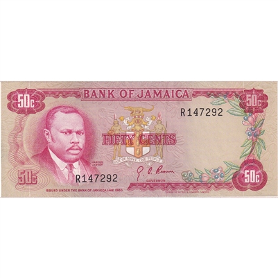 Jamaica Note 1970 50 Cents, UNC