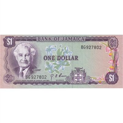 Jamaica Note 1970 1 Dollar, UNC
