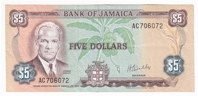 Jamaica Note 1976 5 Dollars, AU