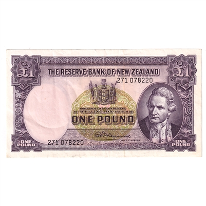New Zealand 1960-67 1 Pound Note, Pick #159d, EF 